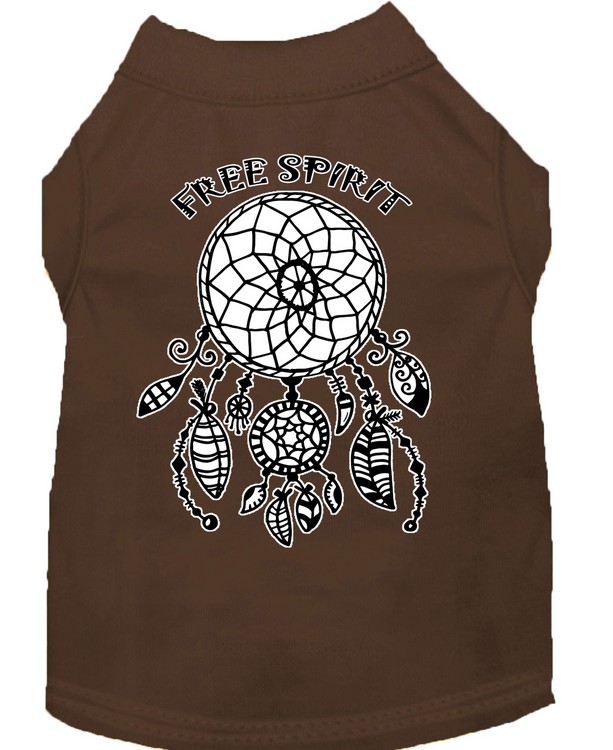 Free Spirit Screen Print Dog Shirt Brown Med